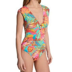 Bleu Rod Beattie The Heat is On Teal and Orange Swimsuit